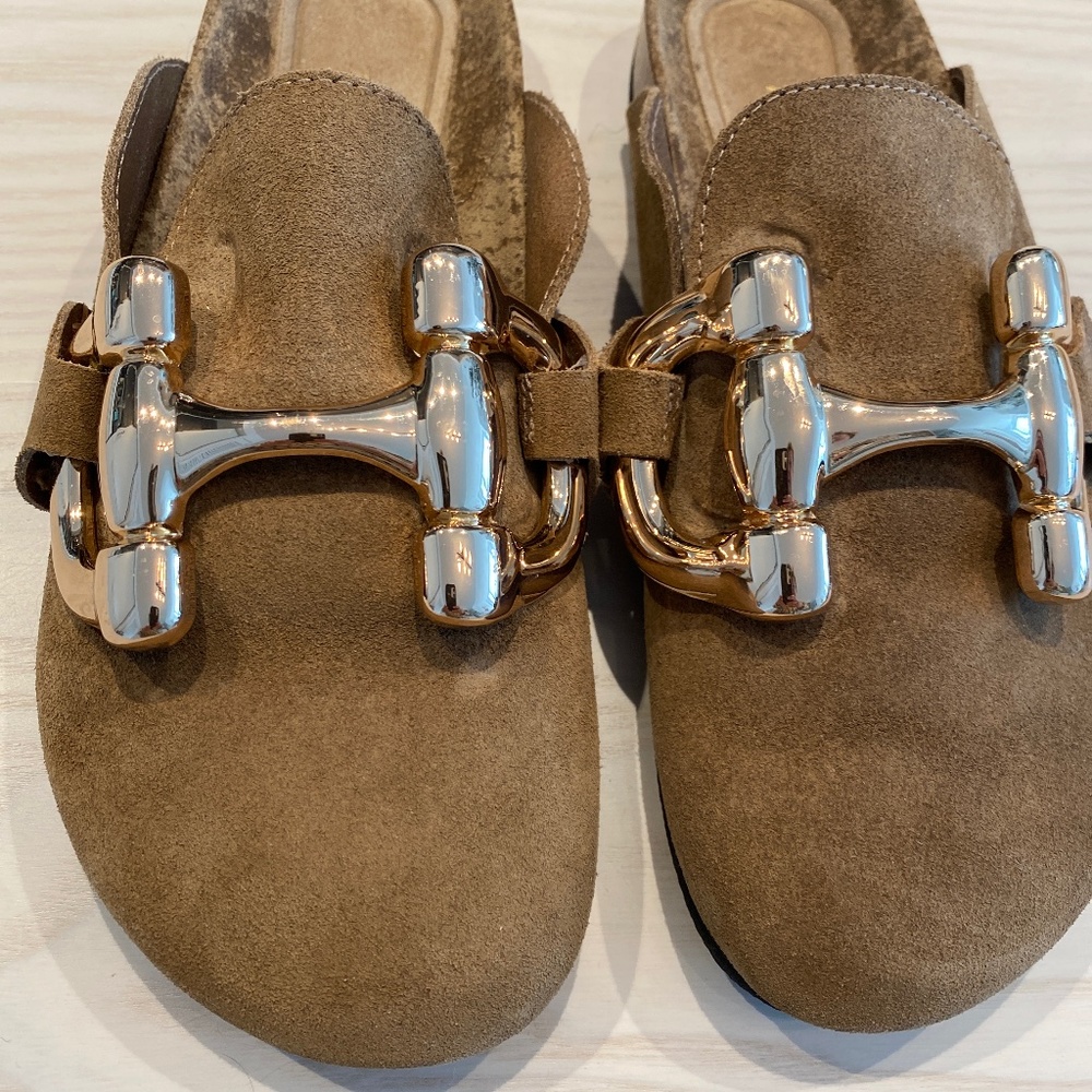 Zara suede clogs
